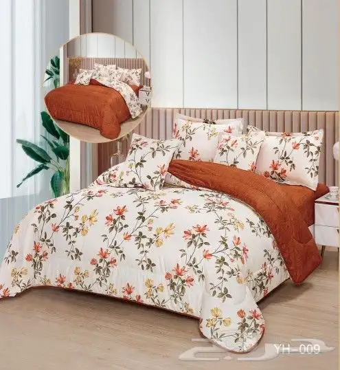 مفروشات سرير وجهين مشجر وساده 5