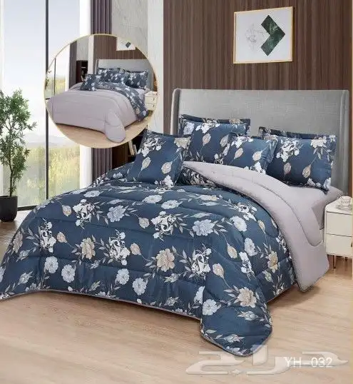 مفروشات سرير وجهين مشجر وساده 9