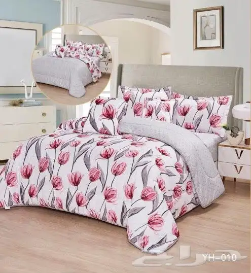 مفروشات سرير وجهين مشجر وساده 4