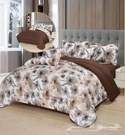 مفروشات سرير وجهين مشجر وساده 19