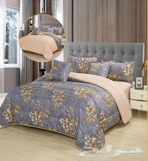 مفروشات سرير وجهين مشجر وساده 8