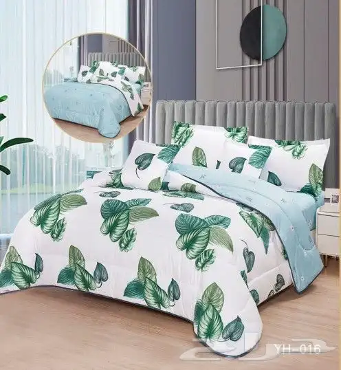 مفروشات سرير وجهين مشجر وساده 7