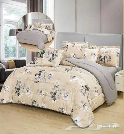 مفروشات سرير وجهين مشجر وساده 1