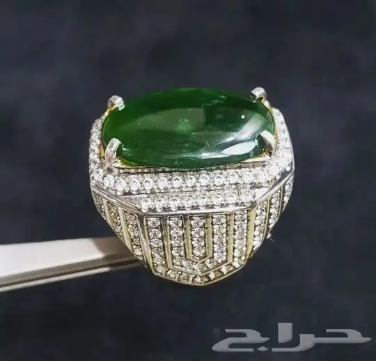 خاتم جاد بورمي طبيعي فاخر 11