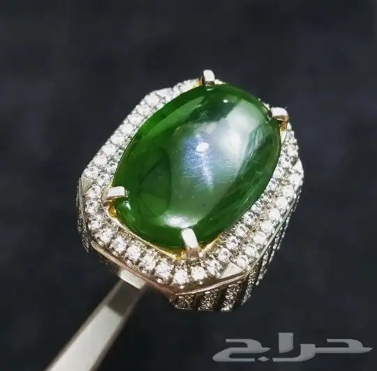 خاتم جاد بورمي طبيعي فاخر 9