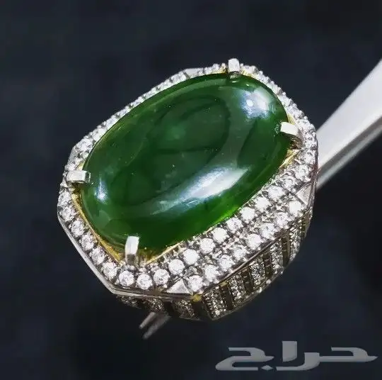 خاتم جاد بورمي طبيعي فاخر 0