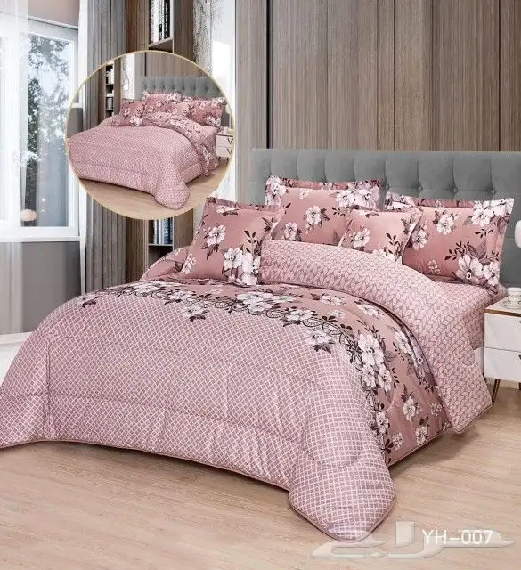 مفروشات سرير وجهين مشجر وساده 18