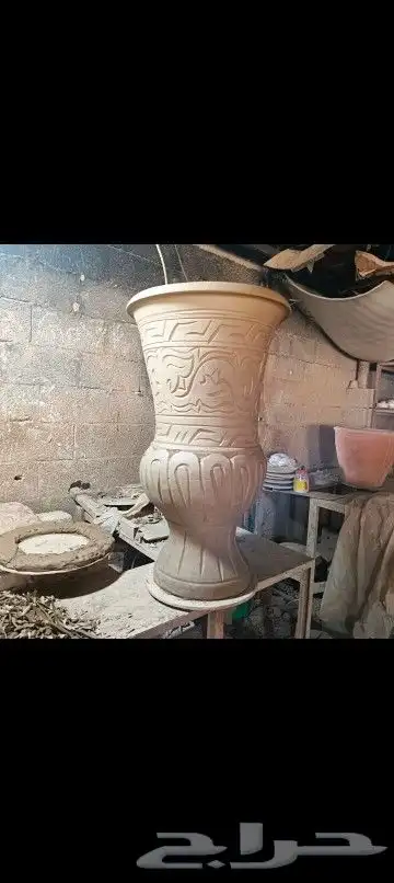 مزهرية فخار منقش فرعوني 0