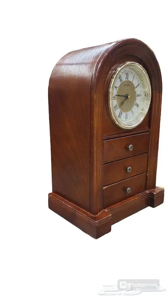 ساعة مكتبية من ماركة سيكو ب500 ريالخشب اصلي قديمة مخزنة 5