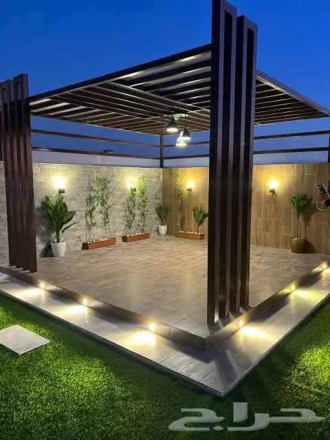 تنسيق حدائق بالأحساء شلالات ونوافير باركيه خارجي 0
