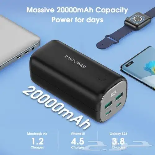 RAVPower PD Pioneer 20mAh 70W 4-Port Power Bank 7