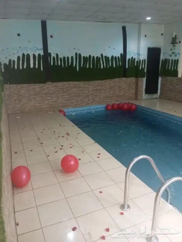 استراحة قسمين مسبح كبار ومسبح صغارألعاب مائيه وملعب صابوني م 1