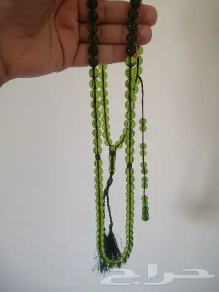 سبحة كهرمان لون فستقي (جديدة) حبة كبيرة. 1
