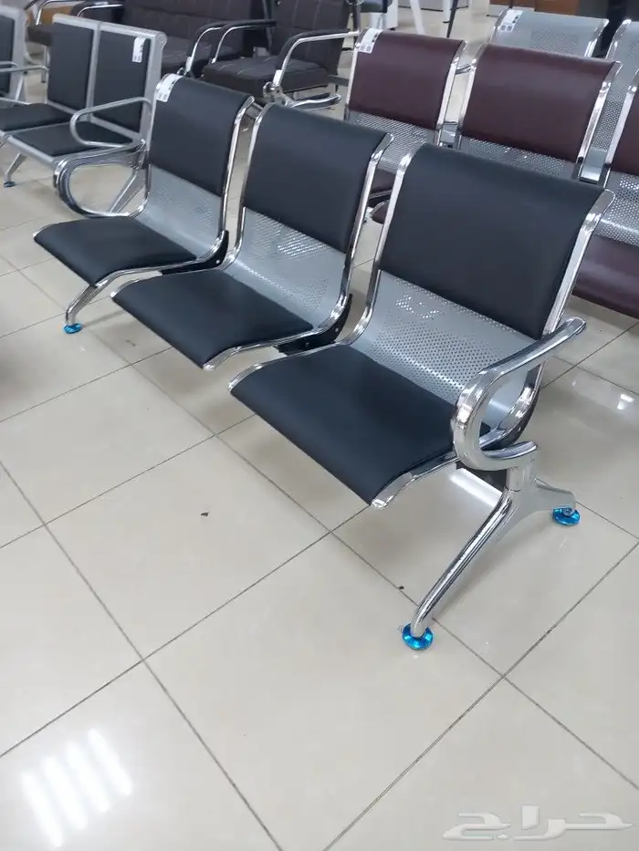كراسي انتظار كروم وجلد 1