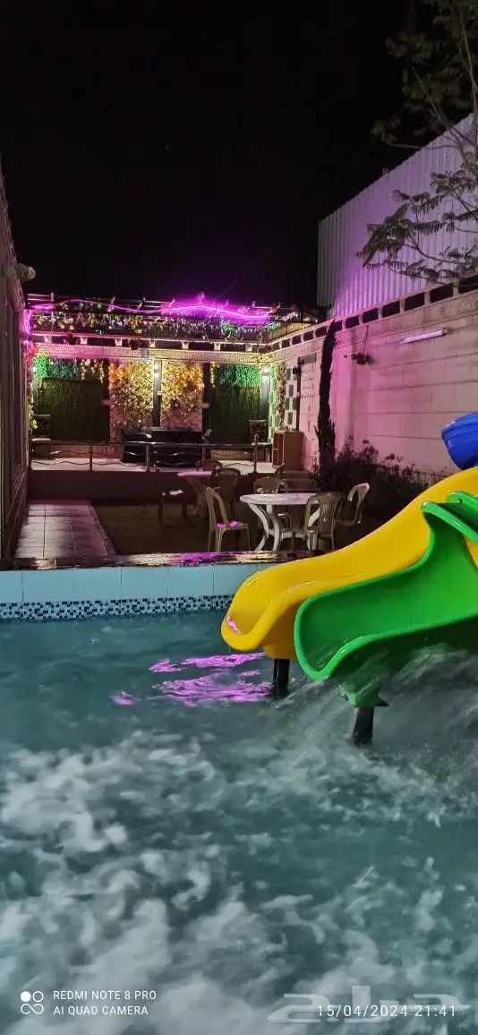 استراحة قسمين بمسبحين كبار وصغار وألعاب مائيه وملعب صابوني 0