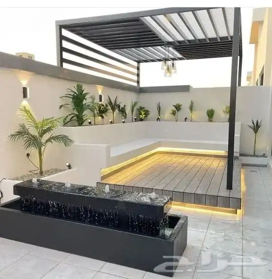 شركة تنسيق حدائق بجده شلالات نوافير غرف زجاجية عشب صناعي ديك 7