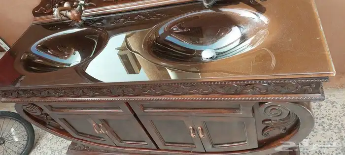 حوض مغسلة مزدوج زجاجي مع الدولاب خشب ضد الماء 500 6