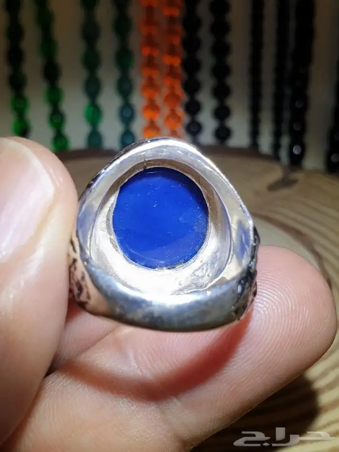 خاتم عقيق يماني ازرق فاخر ومميز 6