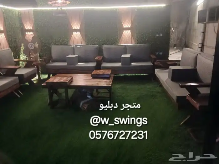 كراسي جلسات خارجية حديد و خشب 13