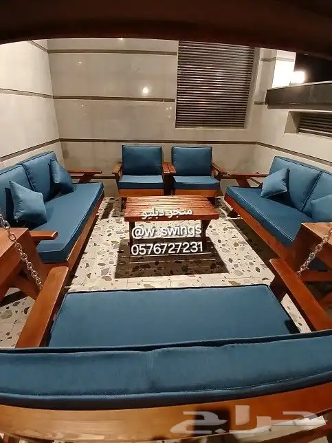 كراسي جلسات خارجية حديد و خشب 16