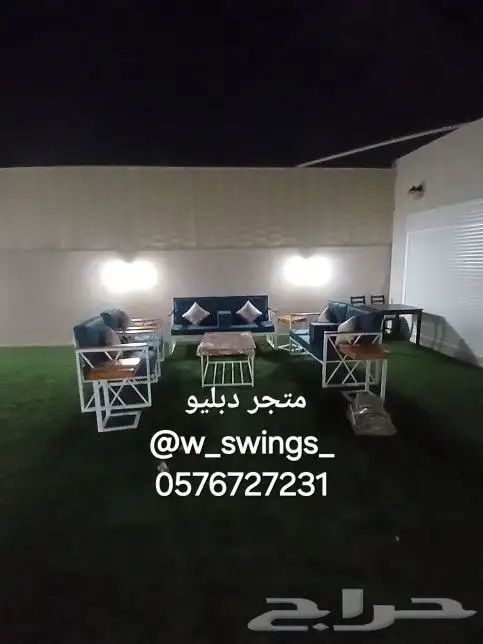 كراسي جلسات خارجية حديد و خشب 4