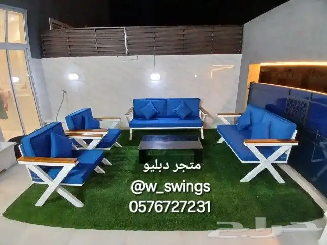 كراسي جلسات خارجية حديد و خشب 14