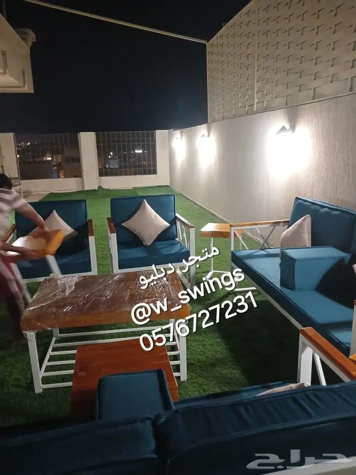 كراسي جلسات خارجية حديد و خشب 8