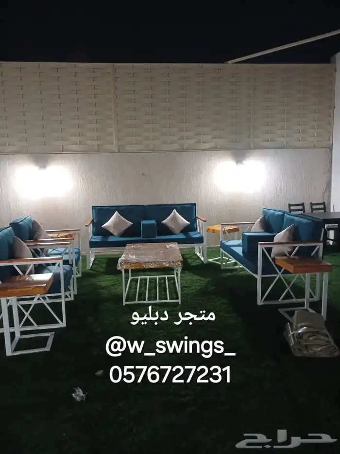 كراسي جلسات خارجية حديد و خشب 7