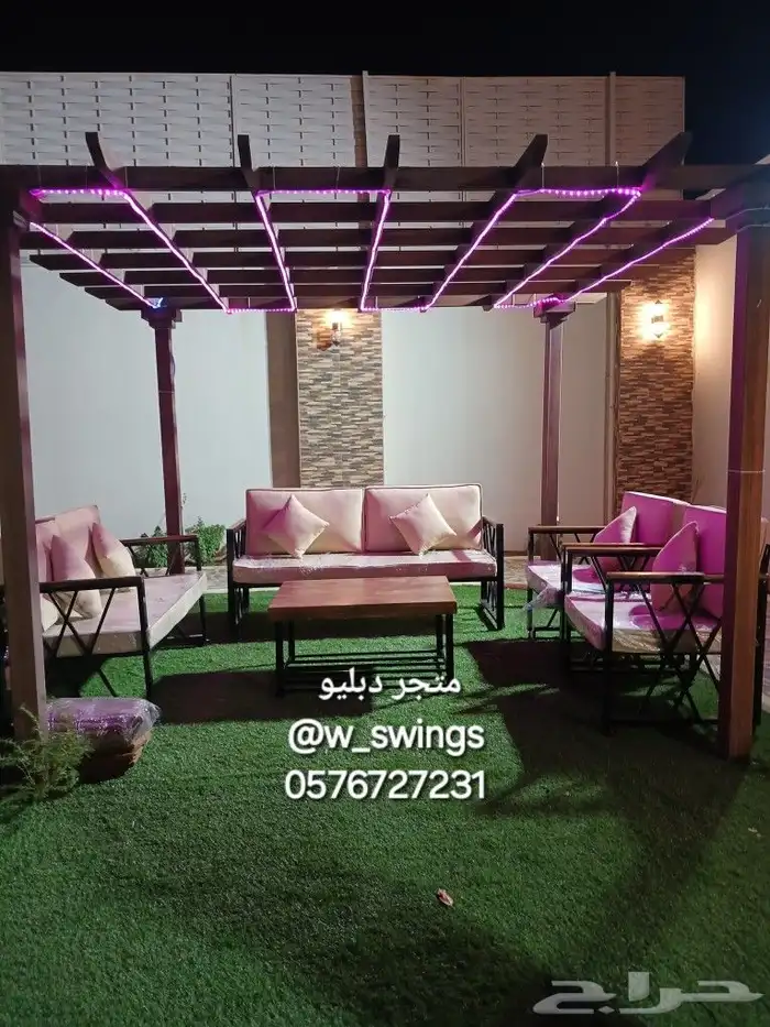 كراسي جلسات خارجية حديد و خشب 19