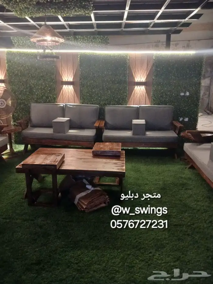 كراسي جلسات خارجية حديد و خشب 18