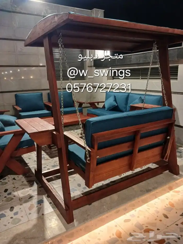 كراسي جلسات خارجية حديد و خشب 15