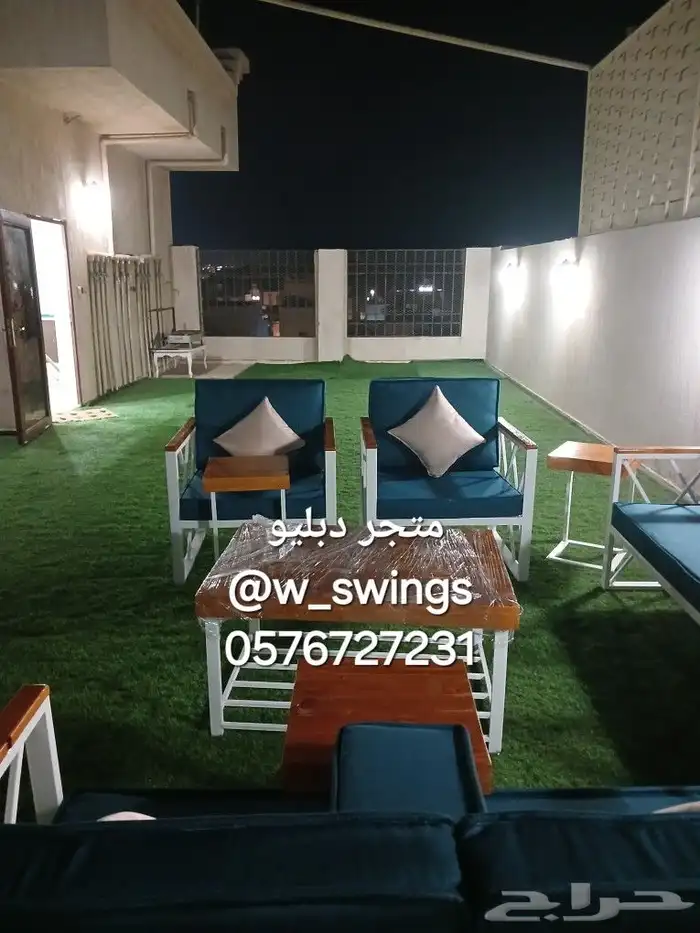 كراسي جلسات خارجية حديد و خشب 9