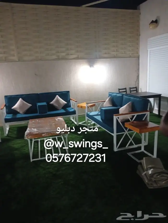 كراسي جلسات خارجية حديد و خشب 3