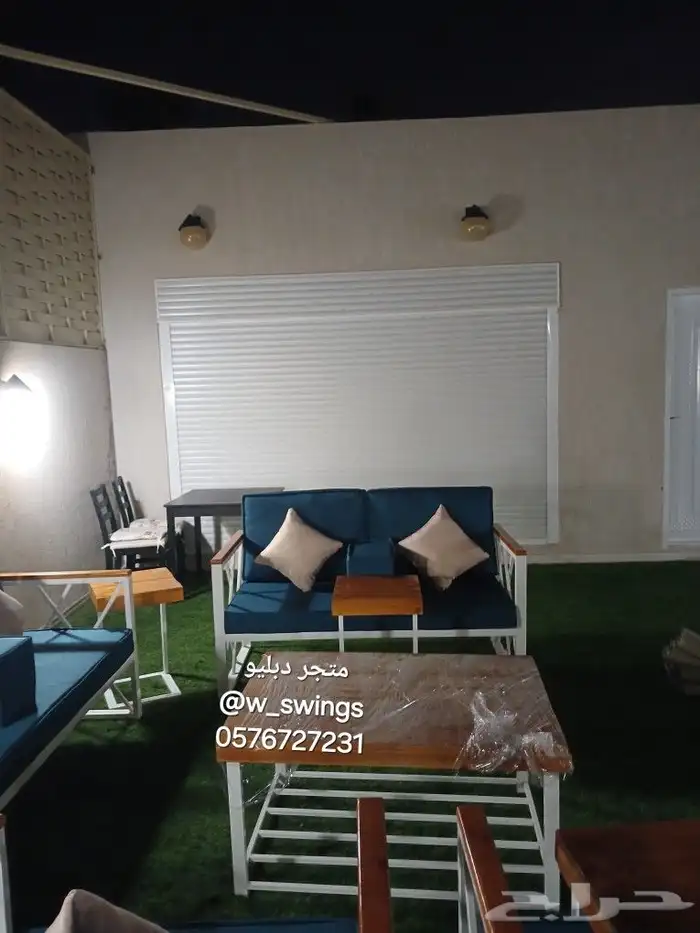 كراسي جلسات خارجية حديد و خشب 0