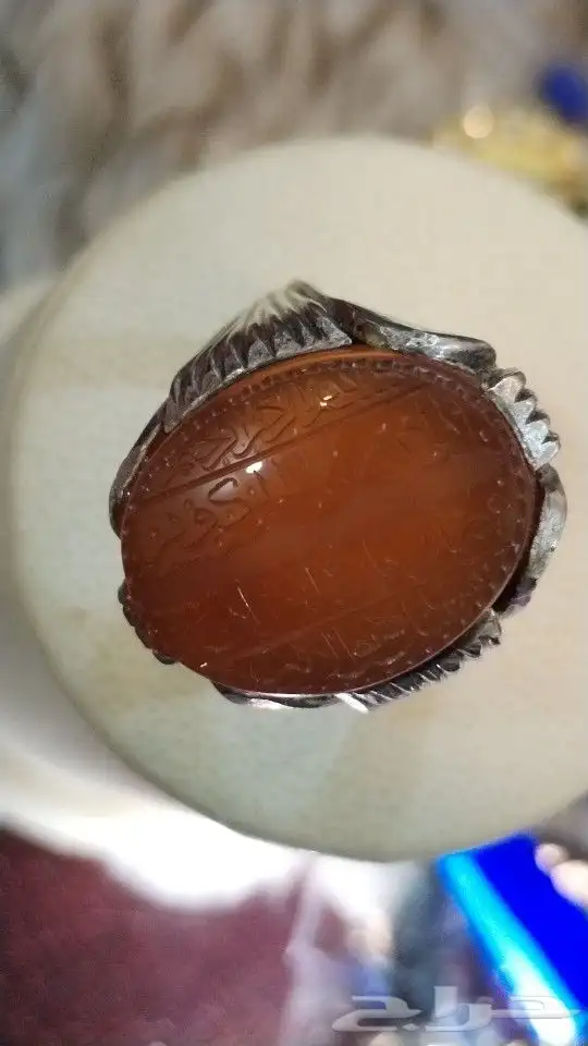 عقيق يماني مزعفر منقوش 3