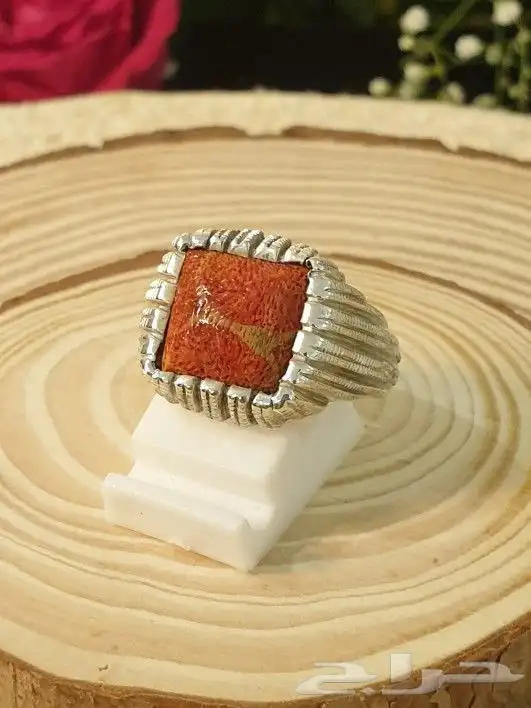 خاتم مرجان تونسي طبيعي غير معالج نوادر 0