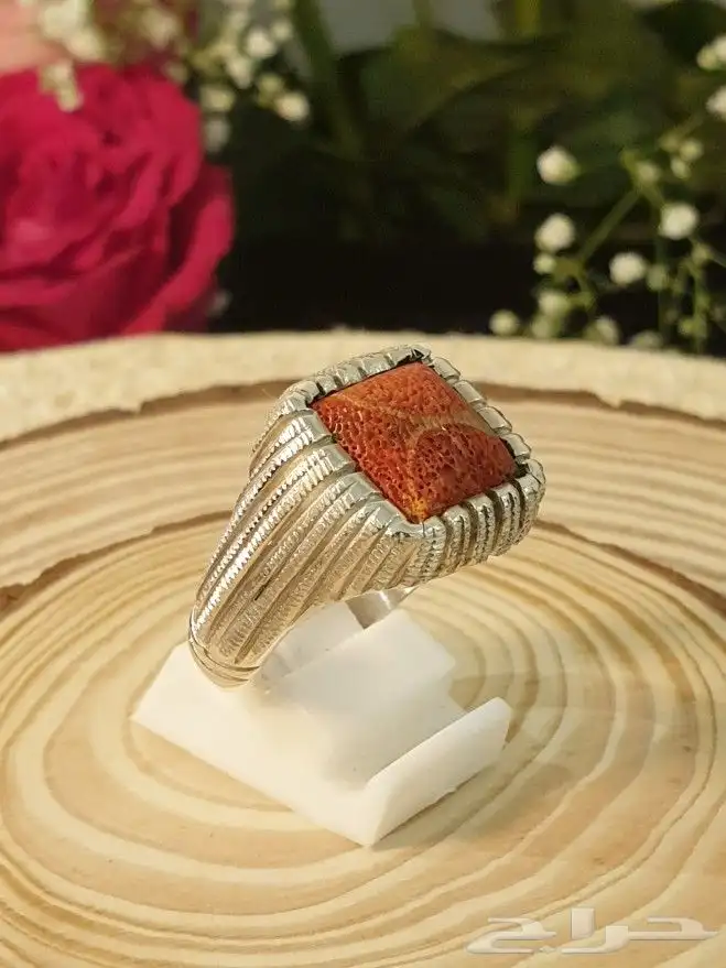 خاتم مرجان تونسي طبيعي غير معالج نوادر 1