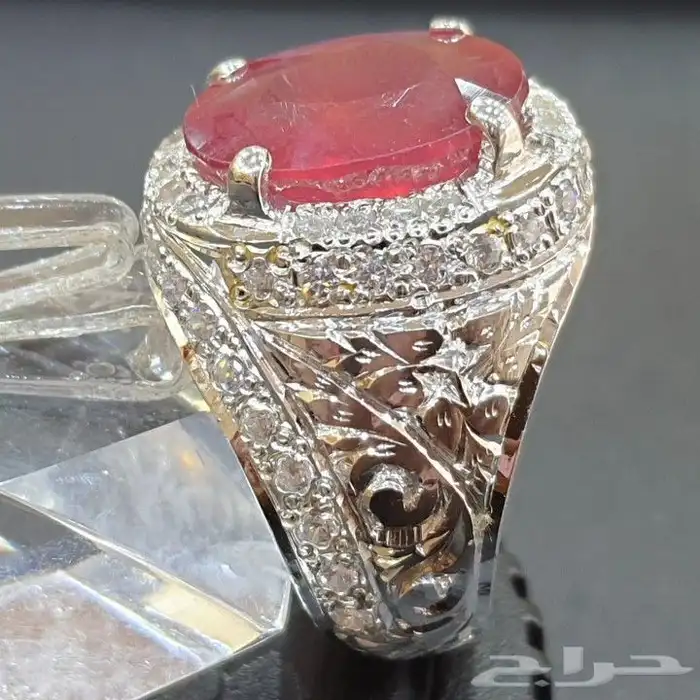 خاتم ياقوت افريقي احمر طبيعي 3