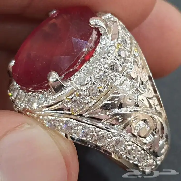 خاتم ياقوت افريقي احمر طبيعي 4