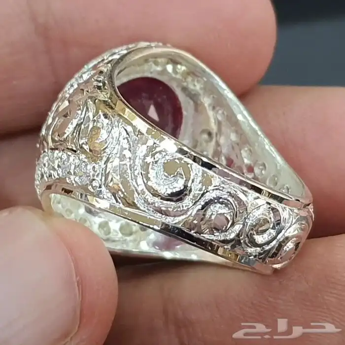 خاتم ياقوت افريقي احمر طبيعي 5