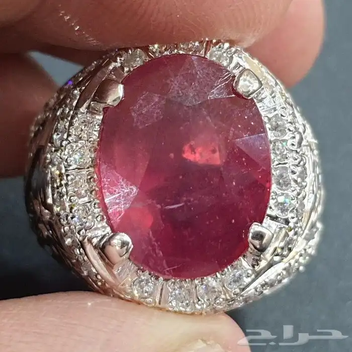 خاتم ياقوت افريقي احمر طبيعي 0