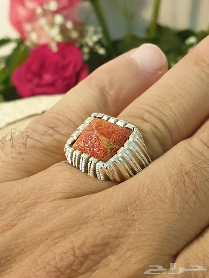 خاتم مرجان تونسي طبيعي غير معالج نوادر 3