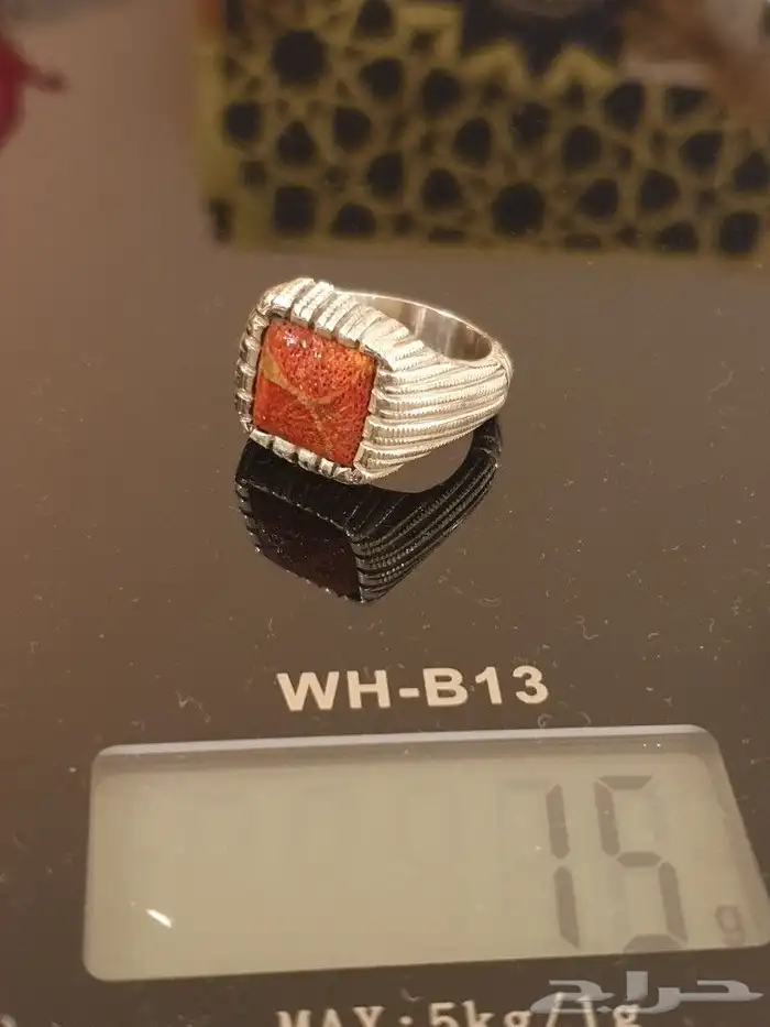 خاتم مرجان تونسي طبيعي غير معالج نوادر 8