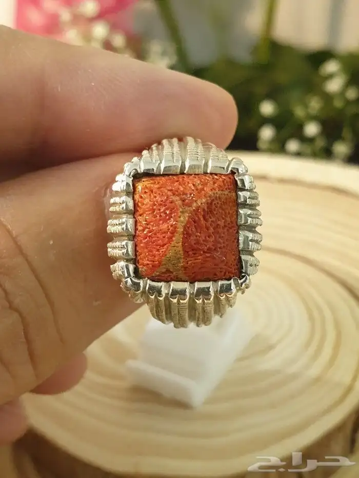 خاتم مرجان تونسي طبيعي غير معالج نوادر 4