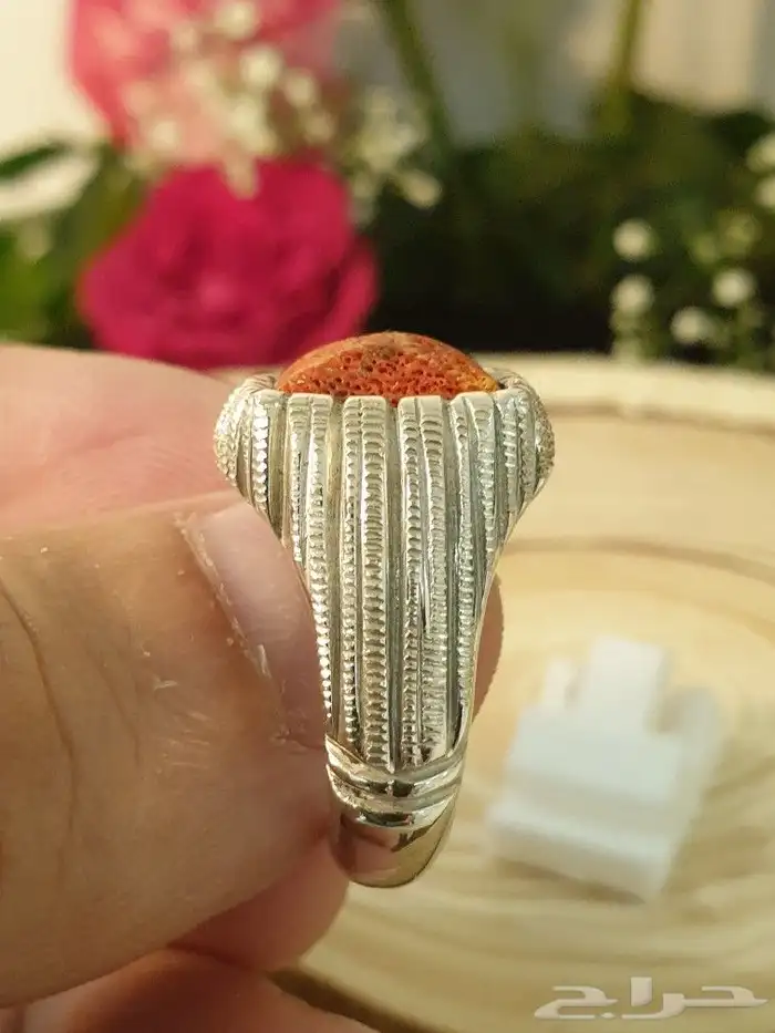 خاتم مرجان تونسي طبيعي غير معالج نوادر 5