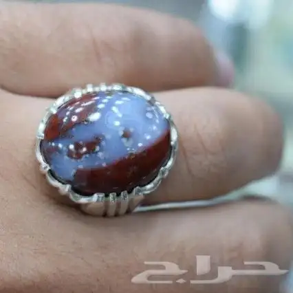 خاتم فضة عقيق يماني طحلبي نوادر 4