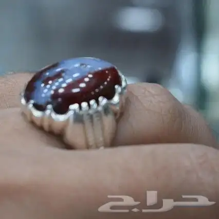 خاتم فضة عقيق يماني طحلبي نوادر 3