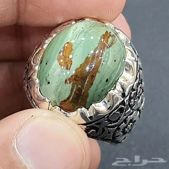 خاتم نوادر الجزع اليماني الاخضر 0
