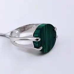 خاتم فضة عيار 925 ملكي أخضر مشجر دائري شنكار 64 ر.س 0