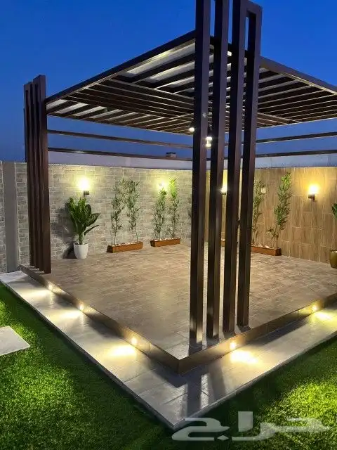 تنسيق حدائق بالأحساء شلالات ونوافير باركيه خارجي 9